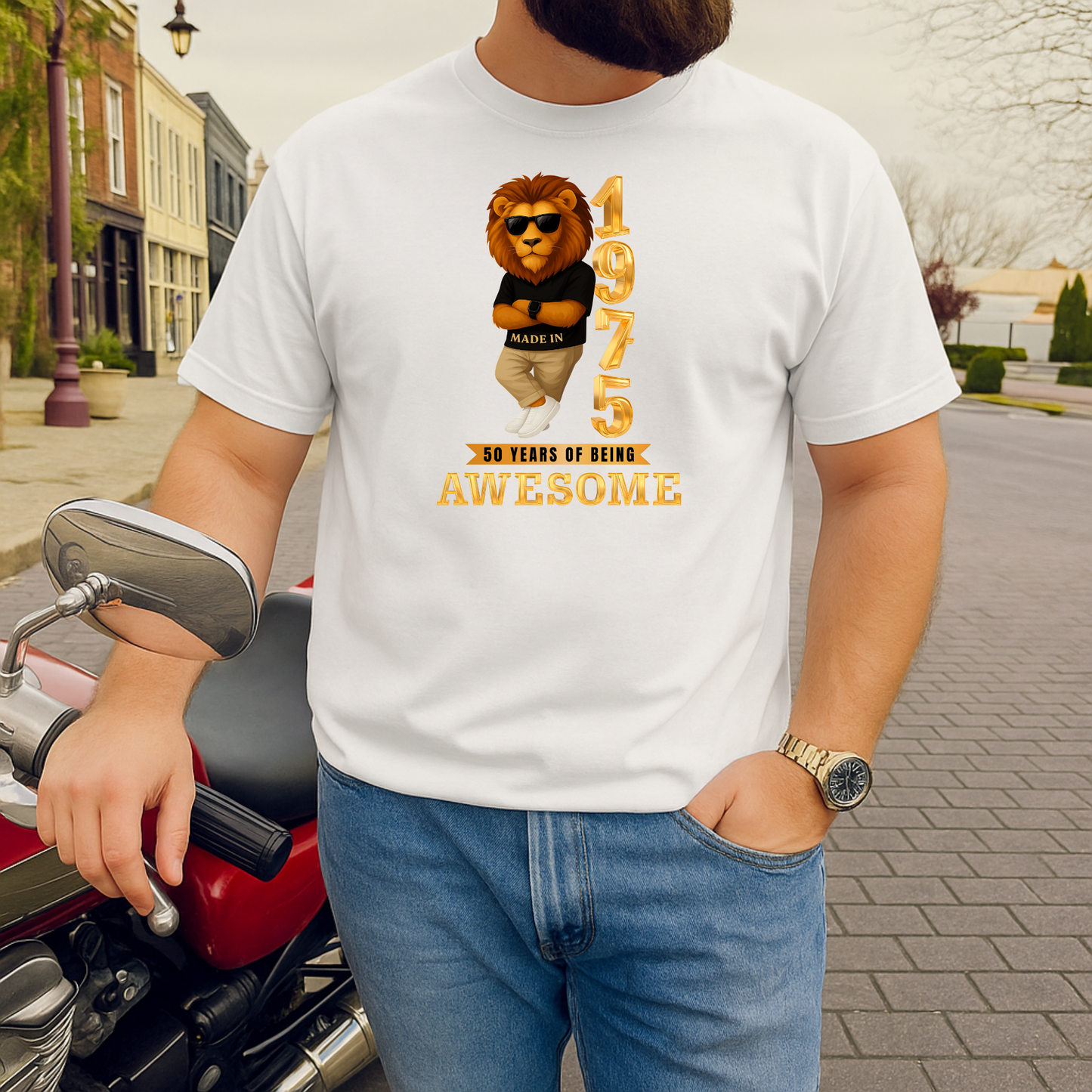 1975 50 YEARS OF BEING AWESOME CLASSIC T-SHIRT (LION FACE)
