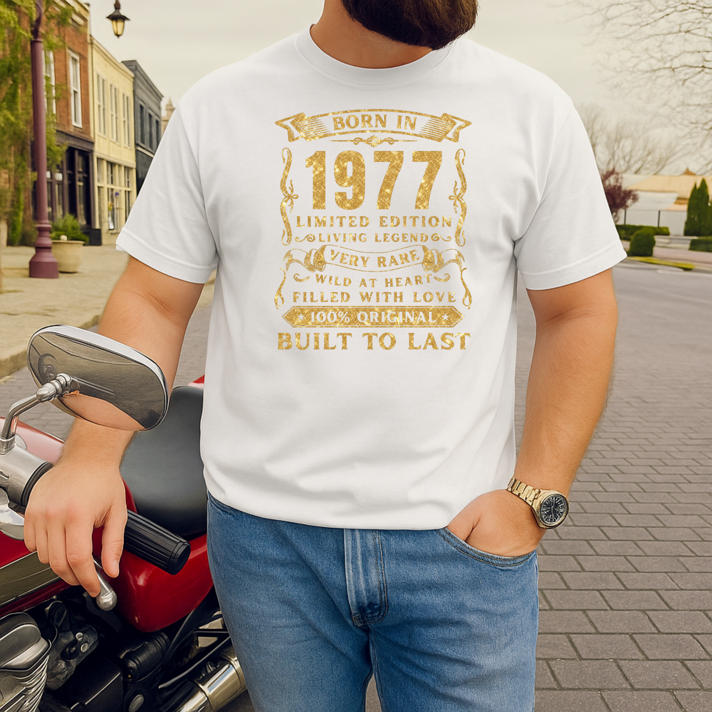 BORN IN 1977 PREMIUM QUALITY T-SHIRT