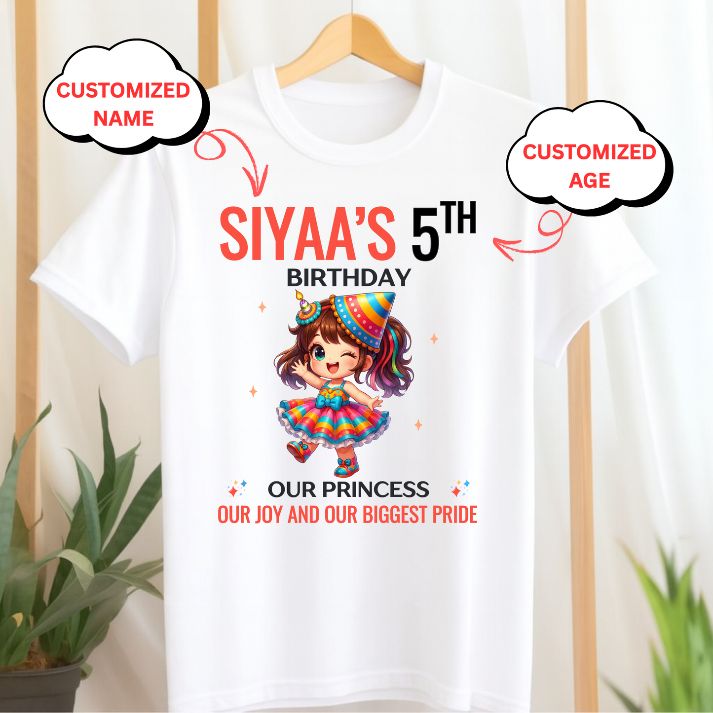 CUSTOMIZATION KIDS (GIRL) T-SHIRT- OUR BIRTHDAY PRINCESS