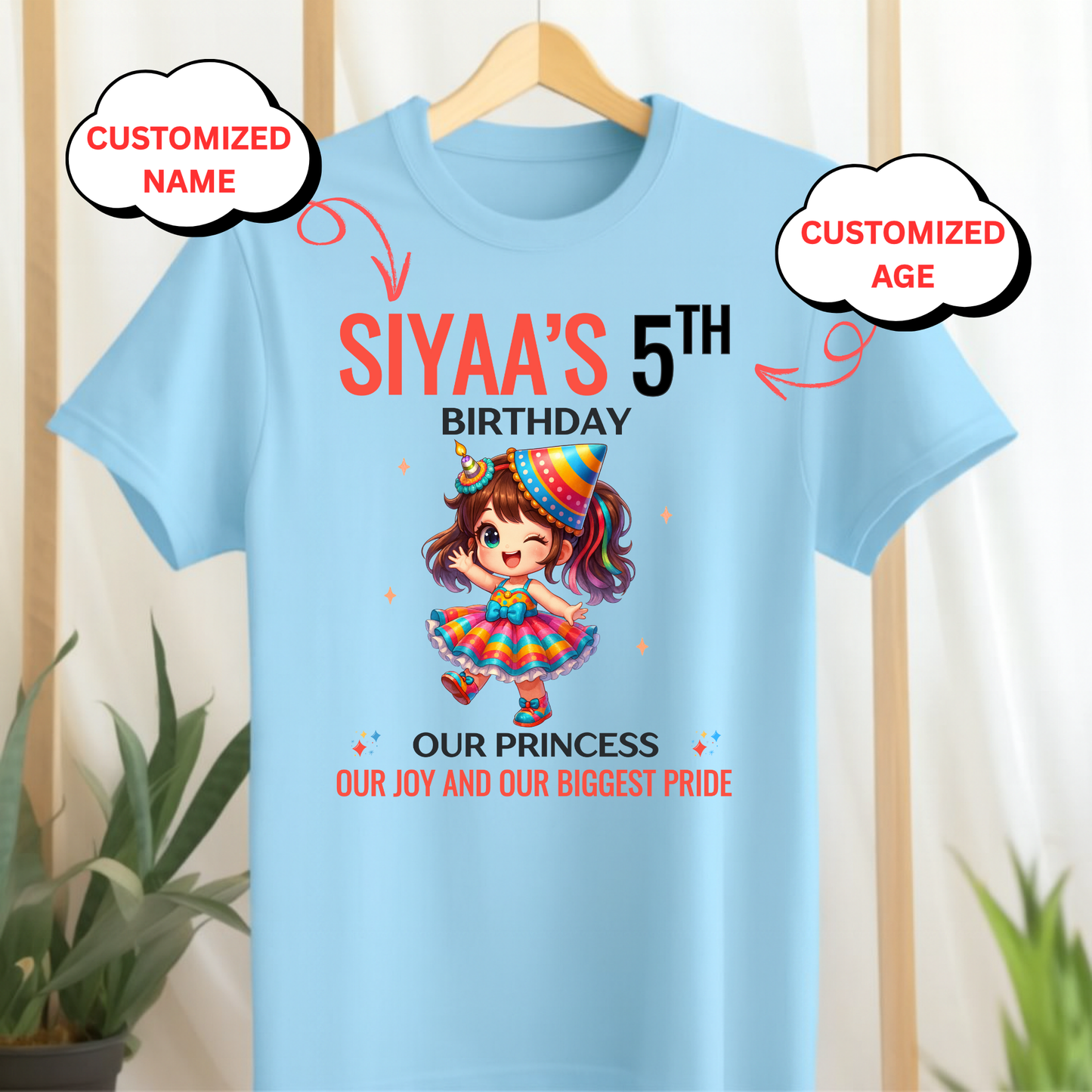CUSTOMIZATION KIDS (GIRL) T-SHIRT- OUR BIRTHDAY PRINCESS