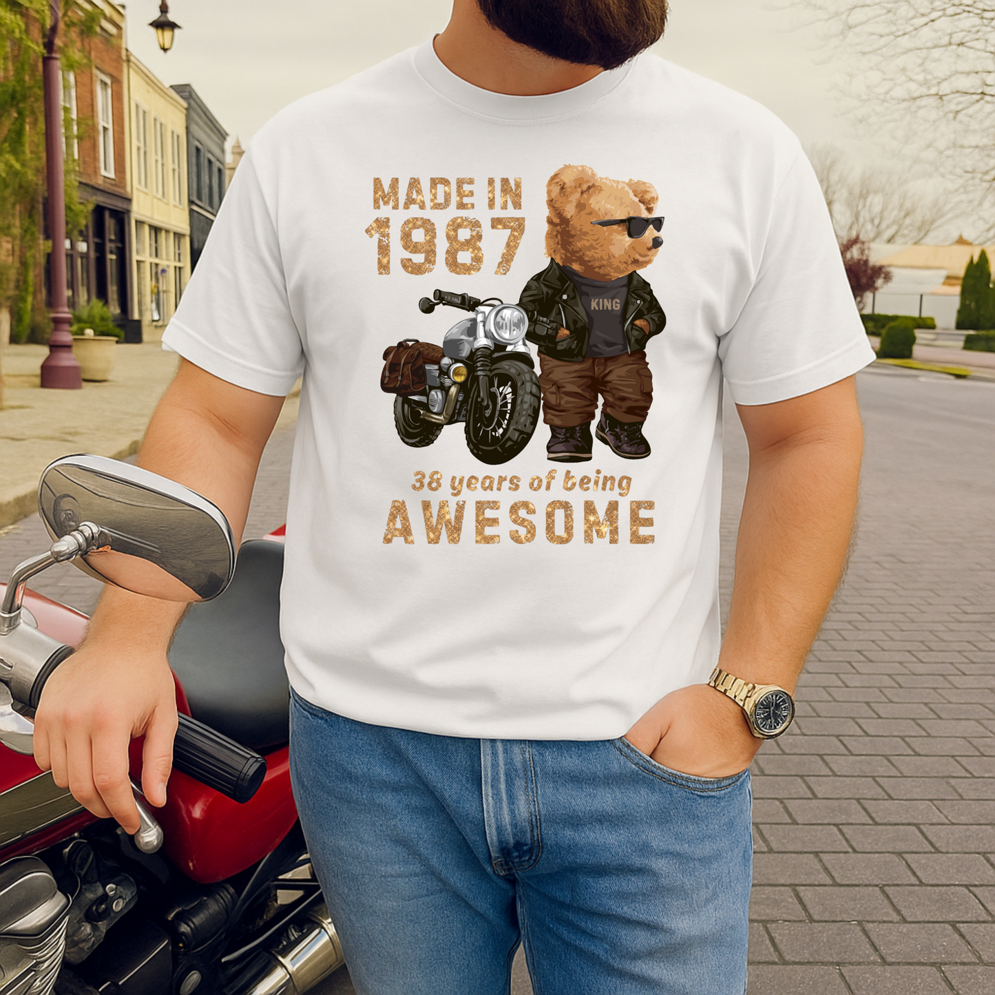 MADE IN 1987 38 YEARS OF BEING AWESOME (PANDA) PREMIUM QUALITY T-SHIRT