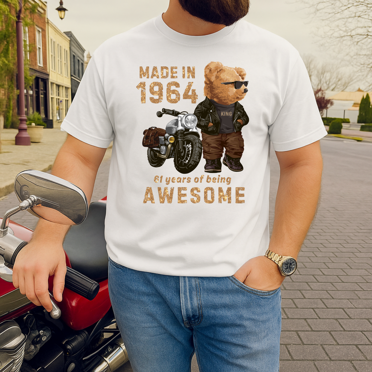 MADE IN 1964 61 YEARS OF BEING AWESOME (PANDA) PREMIUM QUALITY T-SHIRT