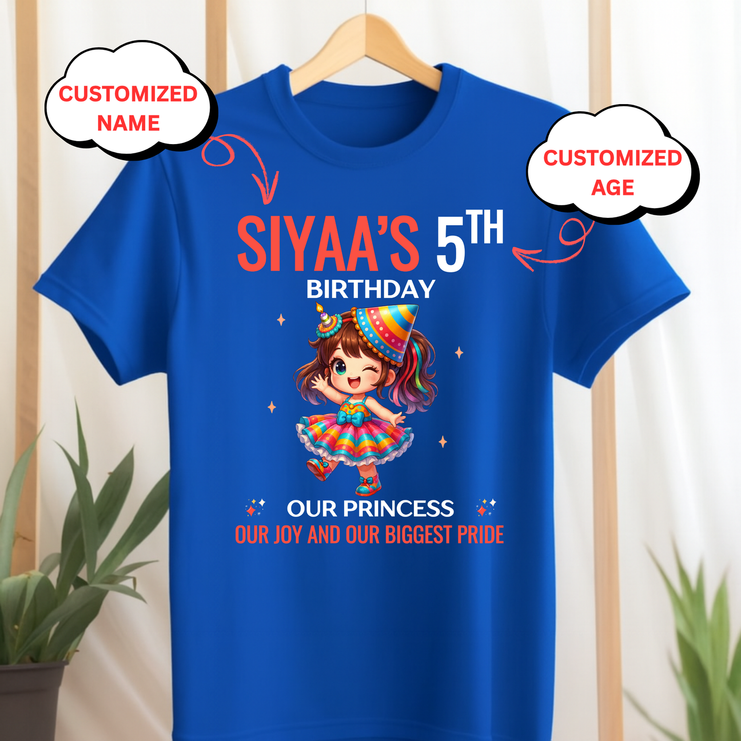 CUSTOMIZATION KIDS (GIRL) T-SHIRT- OUR BIRTHDAY PRINCESS