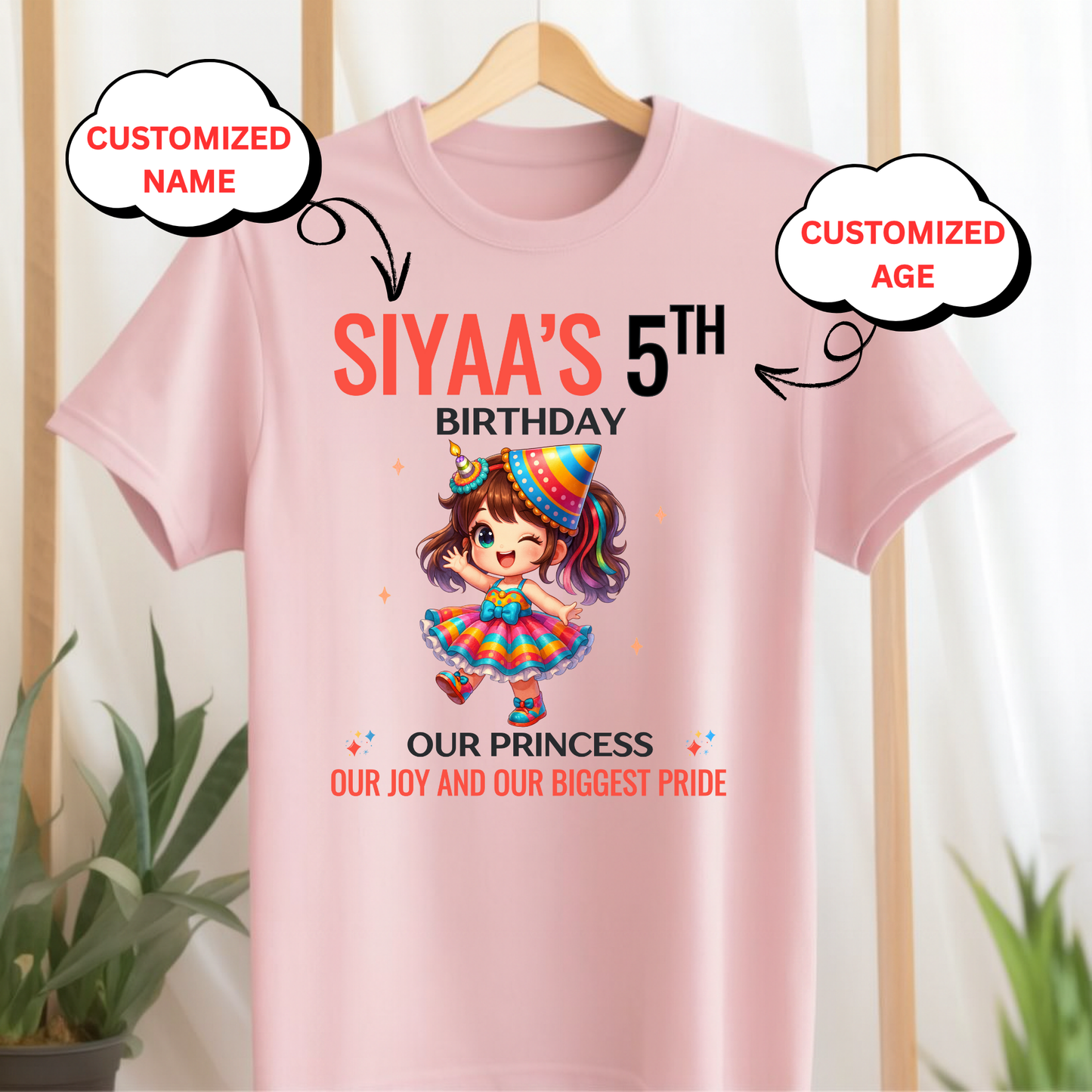 CUSTOMIZATION KIDS (GIRL) T-SHIRT- OUR BIRTHDAY PRINCESS