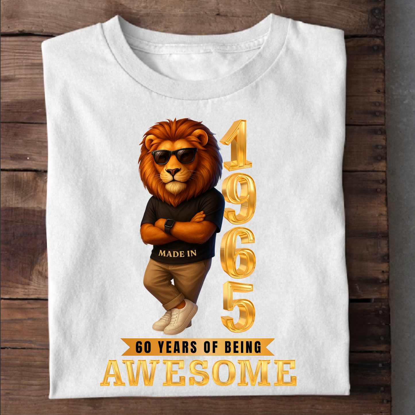 1965 60 YEARS OF BEING AWESOME CLASSIC T-SHIRT (LION FACE)