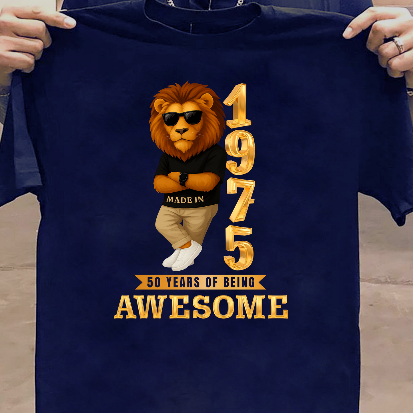 1975 50 YEARS OF BEING AWESOME CLASSIC T-SHIRT (LION FACE)
