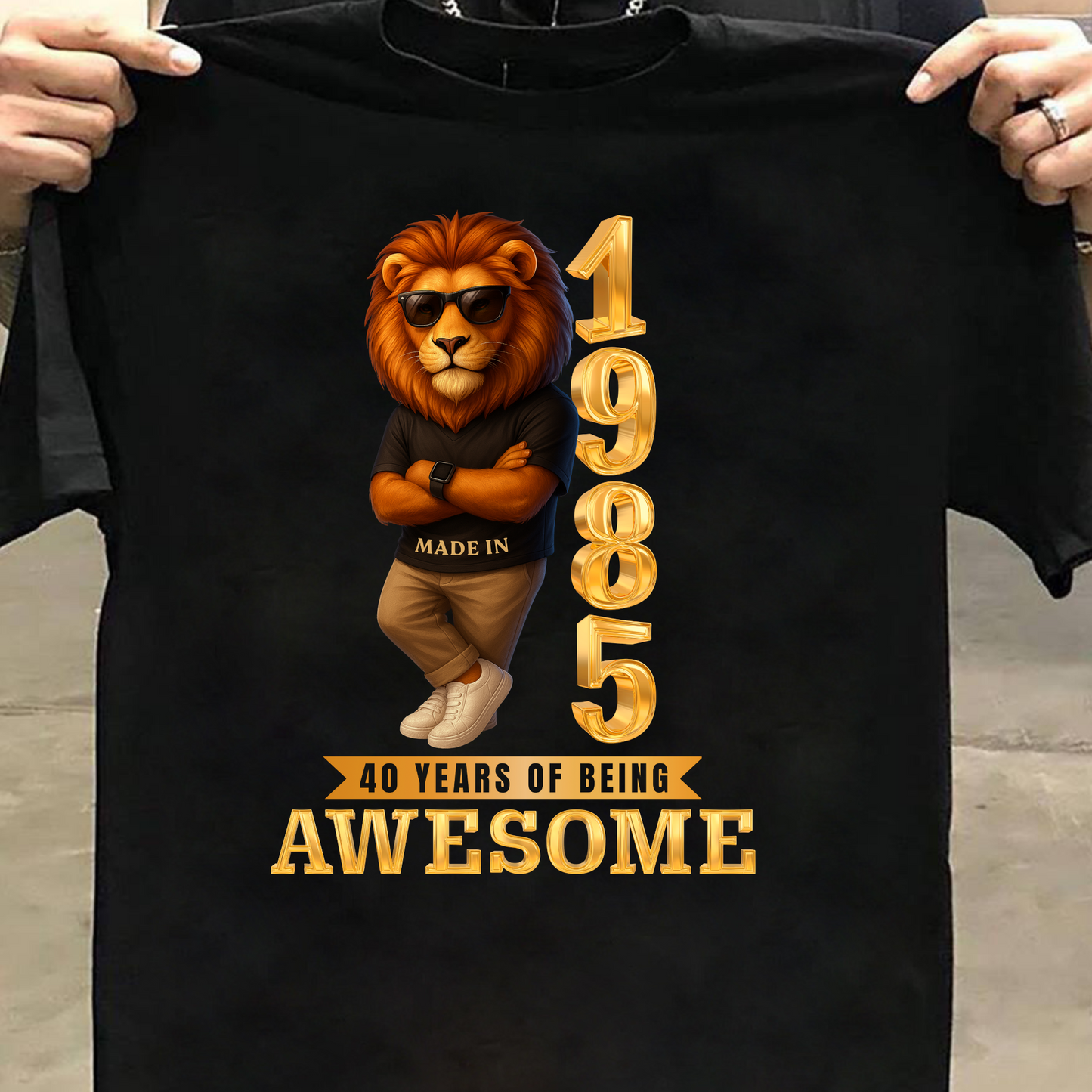 1985 40 YEARS OF BEING AWESOME CLASSIC T-SHIRT (LION FACE)