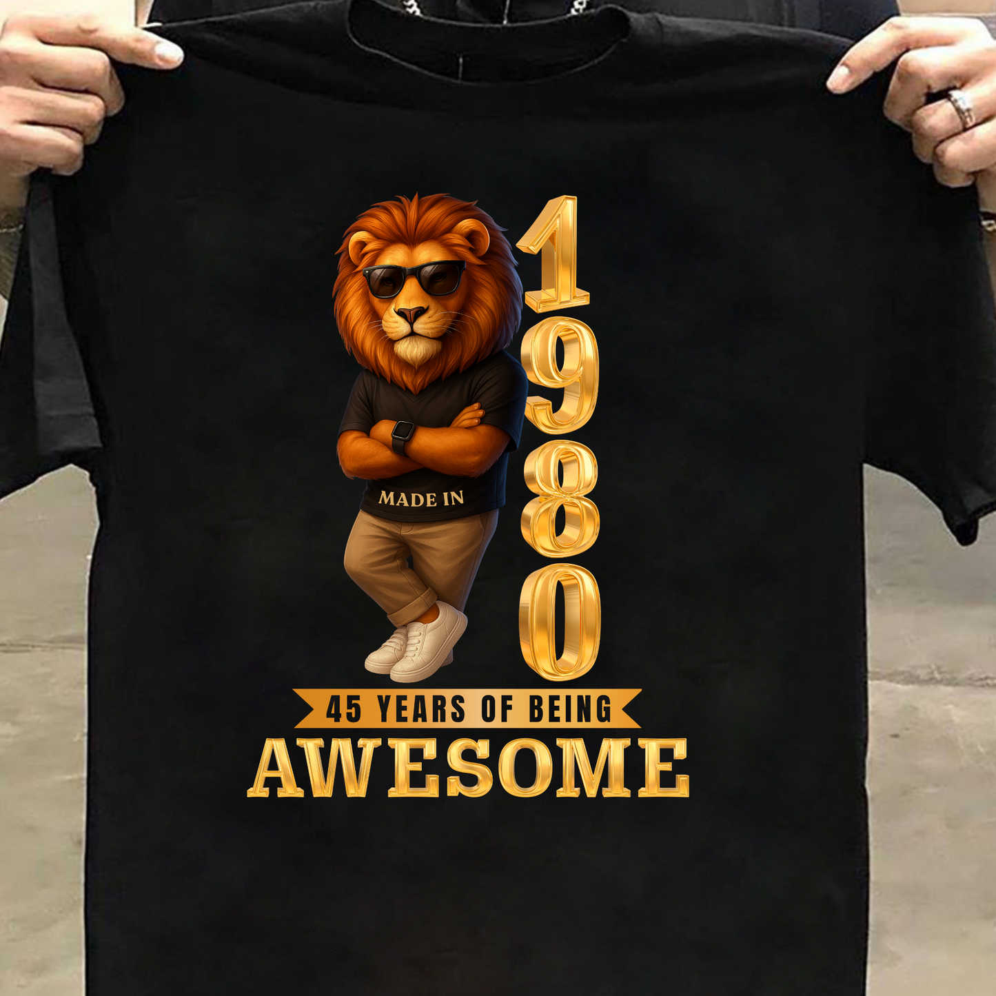 1980 45 YEARS OF BEING AWESOME CLASSIC T-SHIRT (LION FACE)
