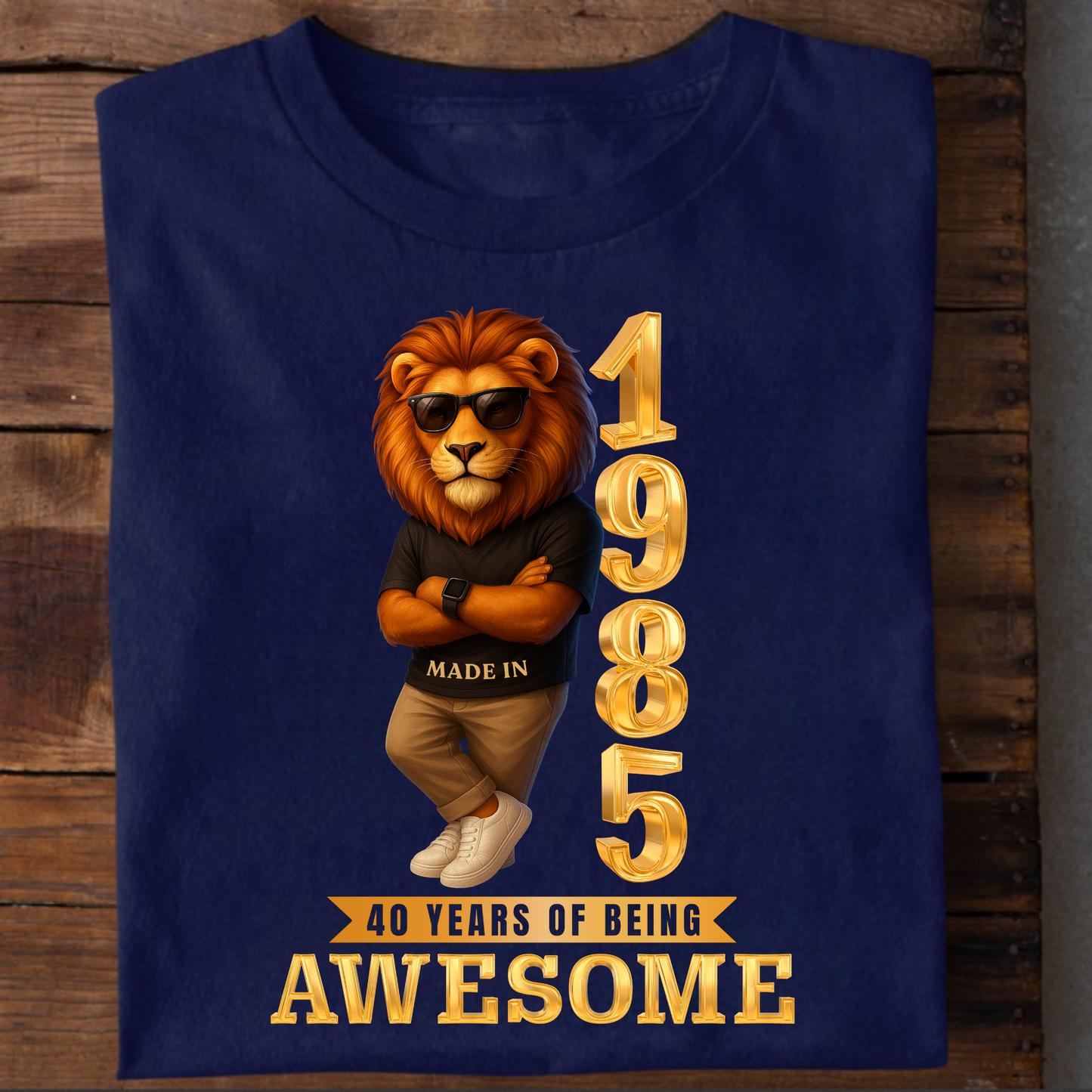 1985 40 YEARS OF BEING AWESOME CLASSIC T-SHIRT (LION FACE)