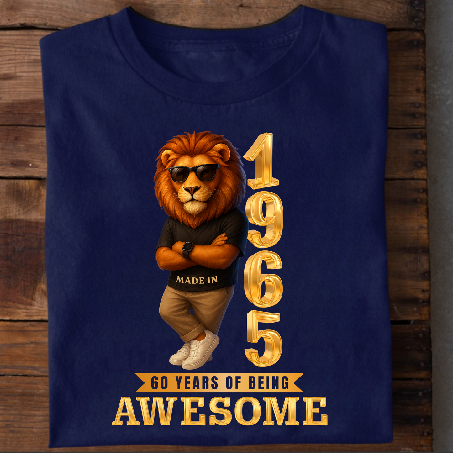 1965 60 YEARS OF BEING AWESOME CLASSIC T-SHIRT (LION FACE)