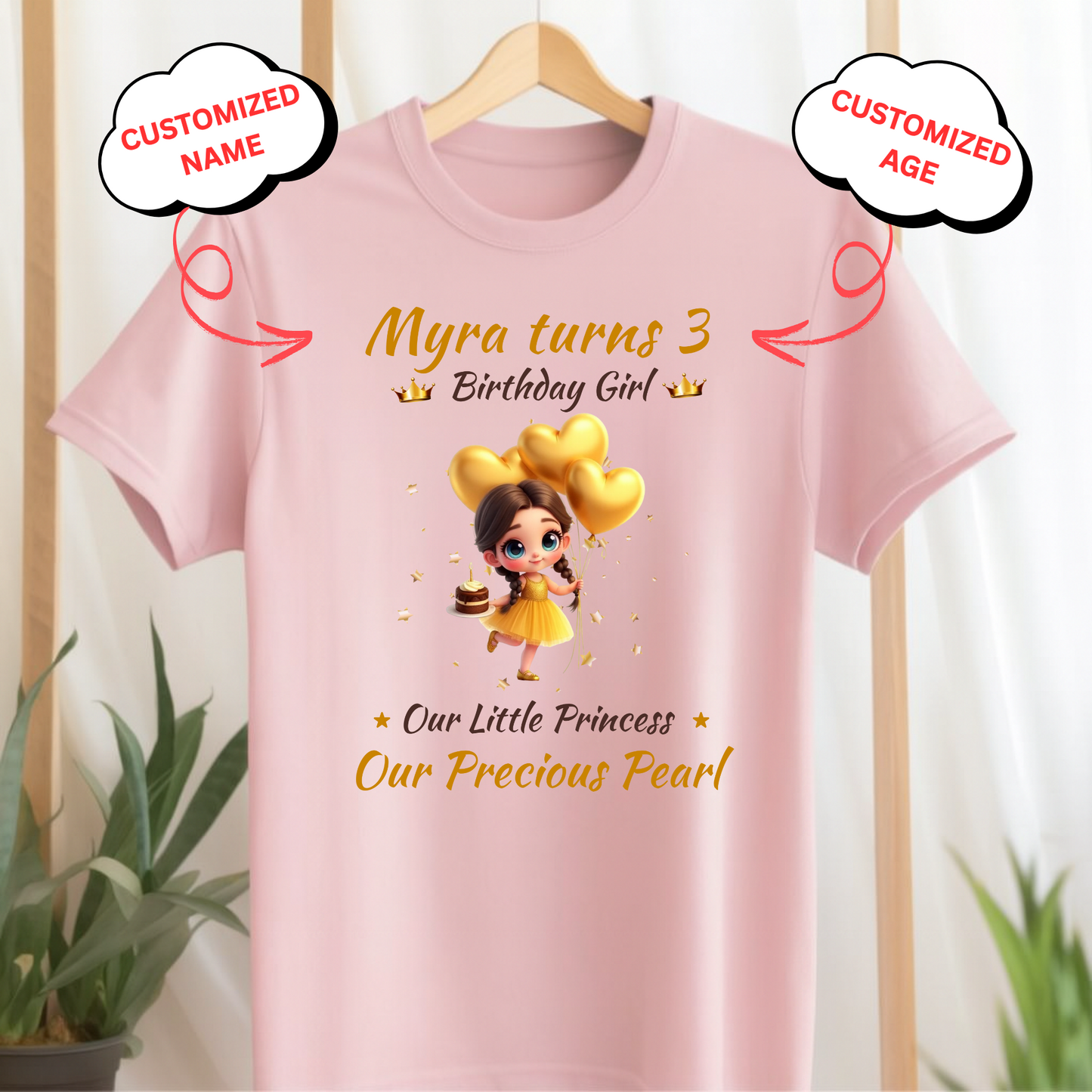 CUSTOMIZED-OUR LITTLE PRINCESS, OUR PRECIOUS PEARL BIRTHDAY CLASSIC T-SHIRT