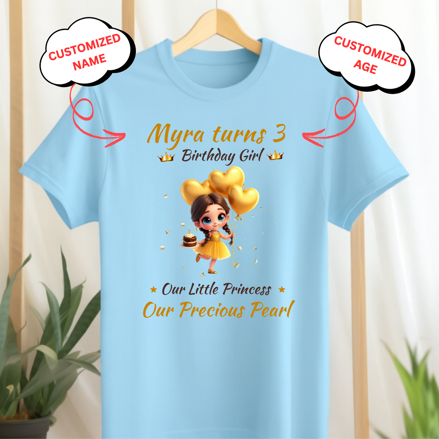 CUSTOMIZED-OUR LITTLE PRINCESS, OUR PRECIOUS PEARL BIRTHDAY CLASSIC T-SHIRT