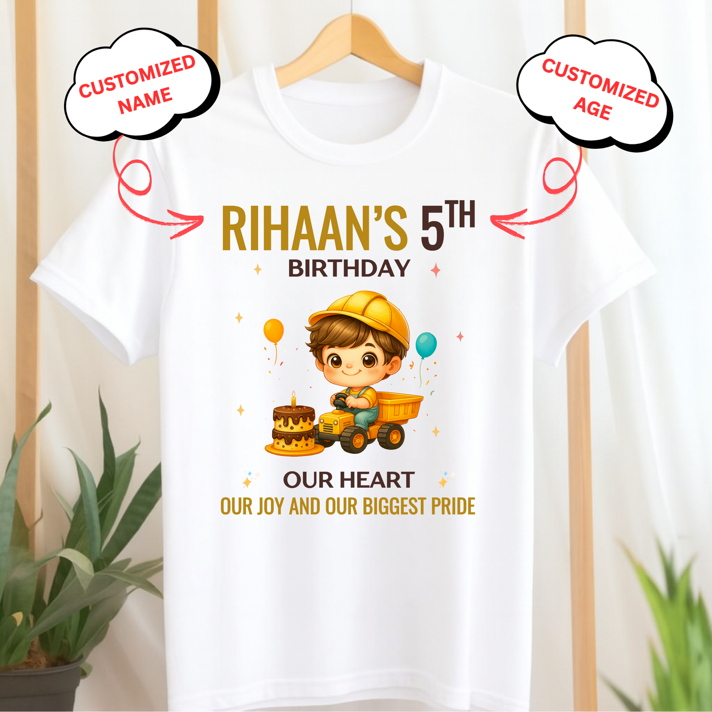 CUSTOMIZED-OUR HEART, OUR JOY BIRTHDAY T-SHIRT