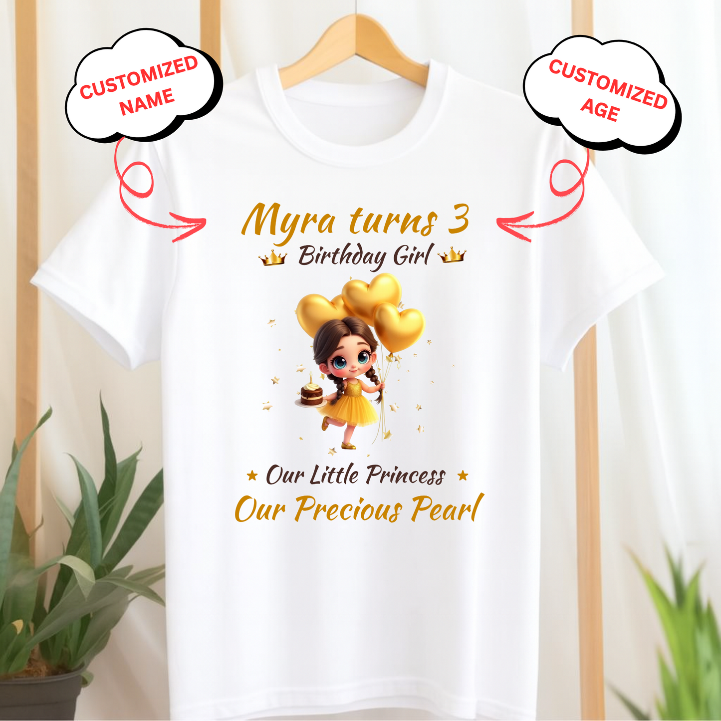 CUSTOMIZED-OUR LITTLE PRINCESS, OUR PRECIOUS PEARL BIRTHDAY CLASSIC T-SHIRT
