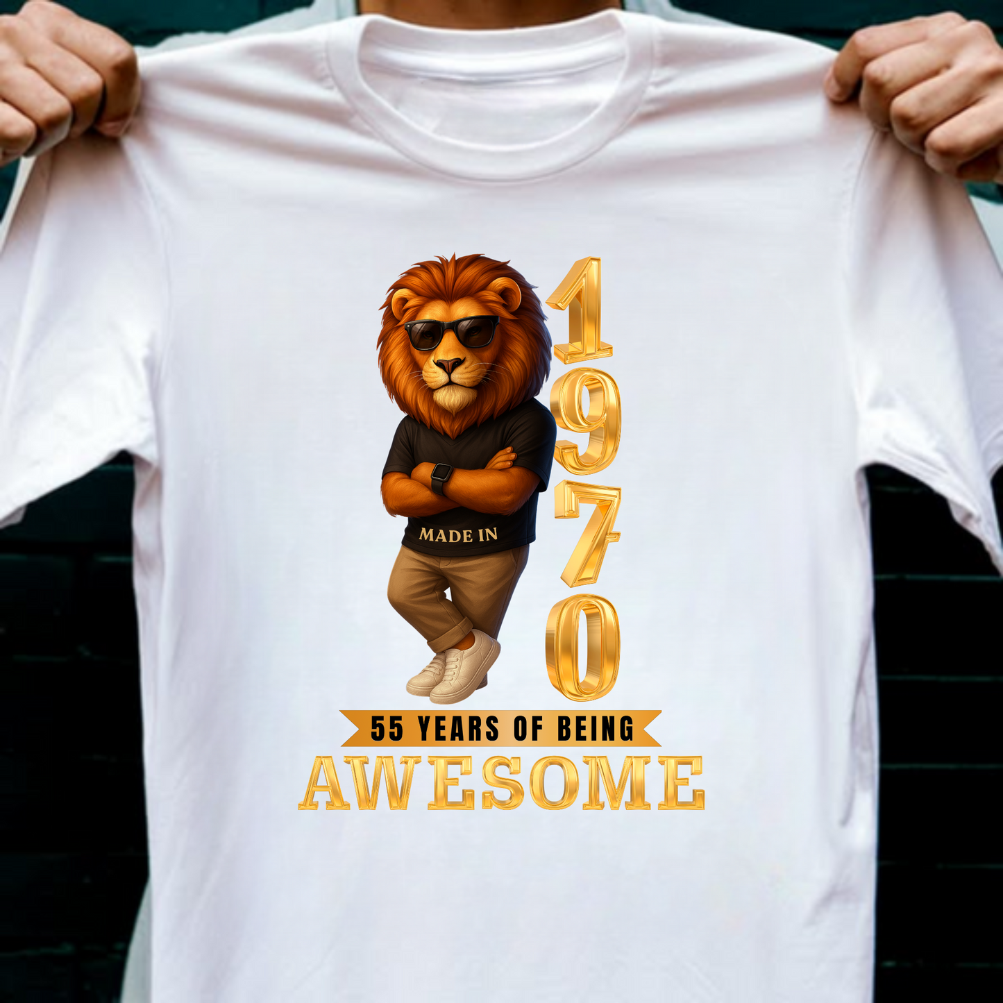 1970 55 YEARS OF BEING AWESOME CLASSIC T-SHIRT (LION FACE)