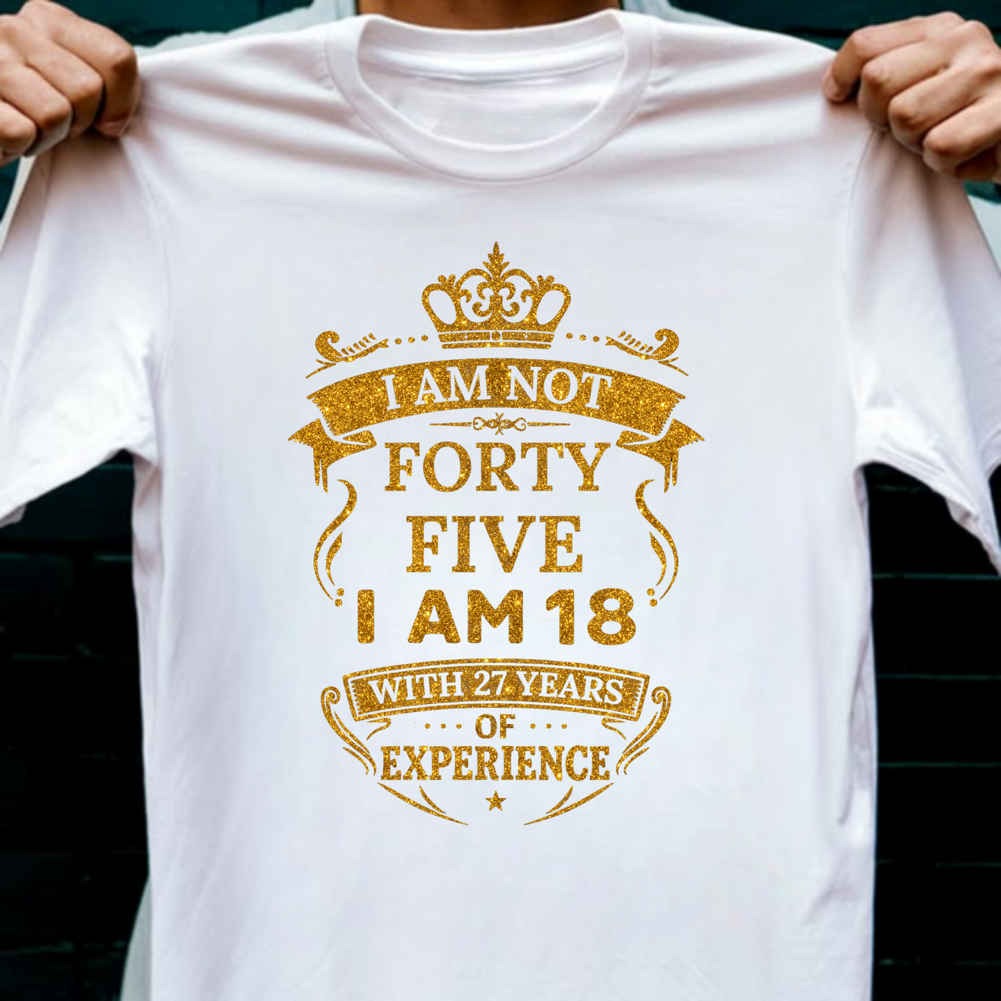 I AM NOT 45, I AM 18 WITH 27 YEARS OF EXPERIENCE T-SHIRT