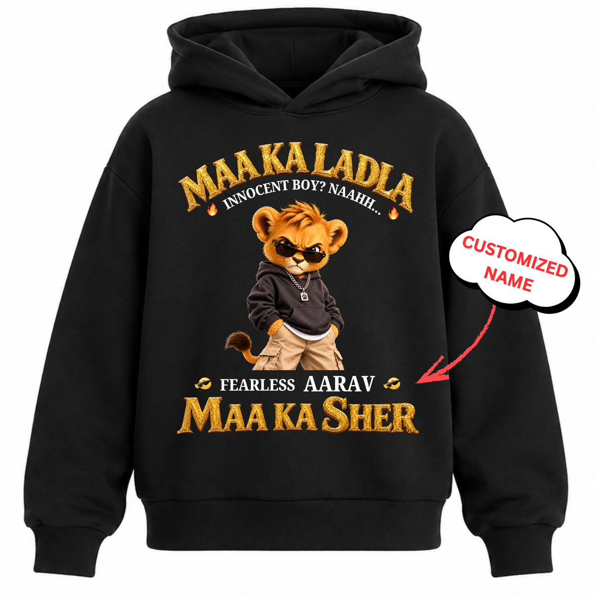 CUSTOMIZED-MAA KA LADLA KIDS & ADULT HOODIE