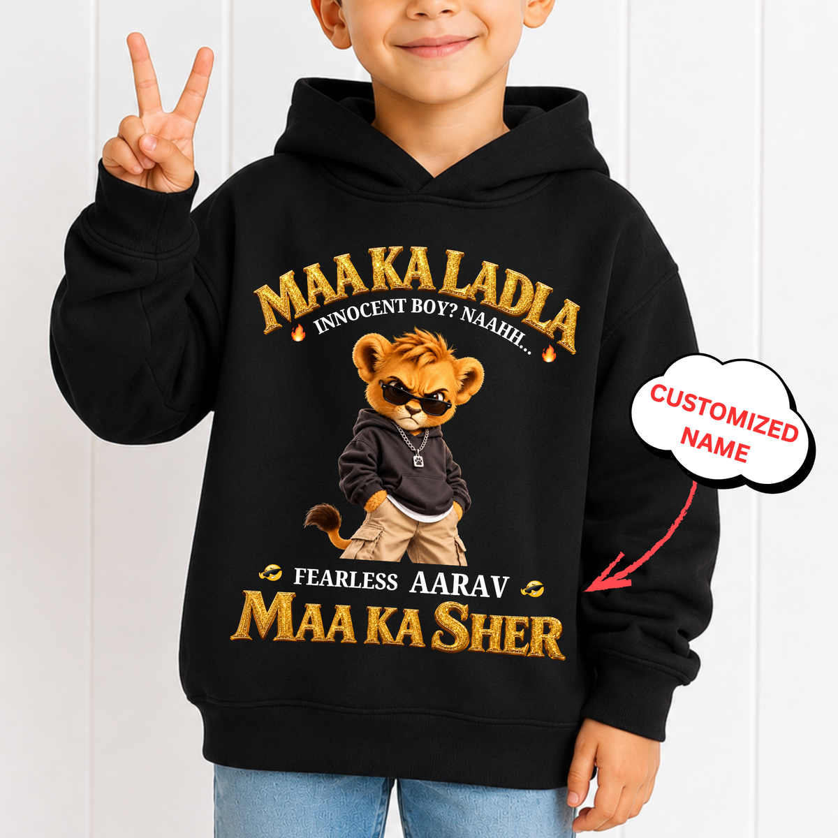CUSTOMIZED-MAA KA LADLA KIDS & ADULT HOODIE
