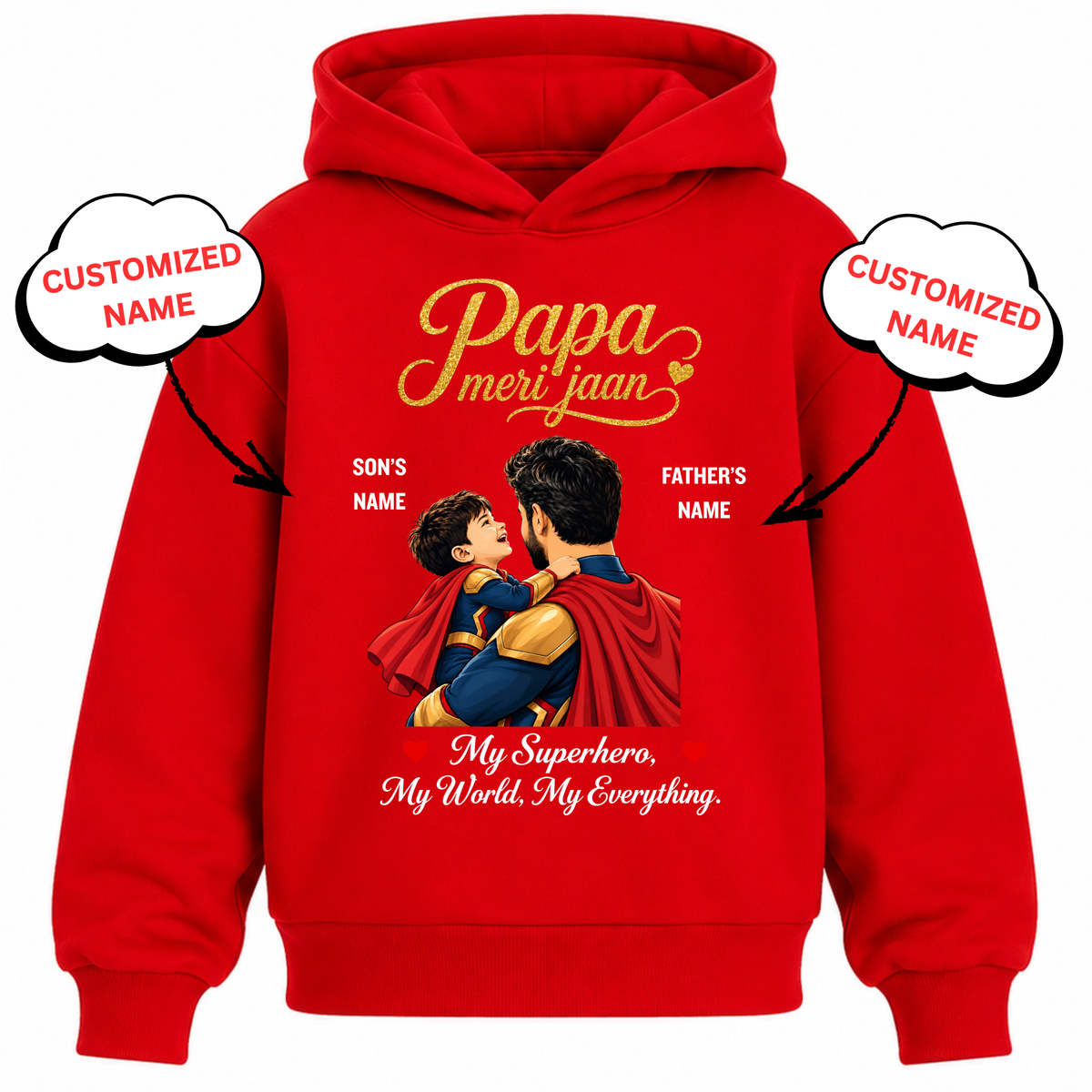 CUSTOMIZED-PAPA MERI JAAN- KIDS & ADULT HOODIE