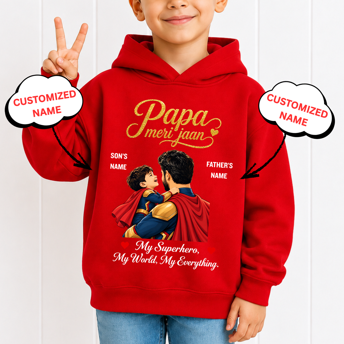 CUSTOMIZED-PAPA MERI JAAN- KIDS & ADULT HOODIE