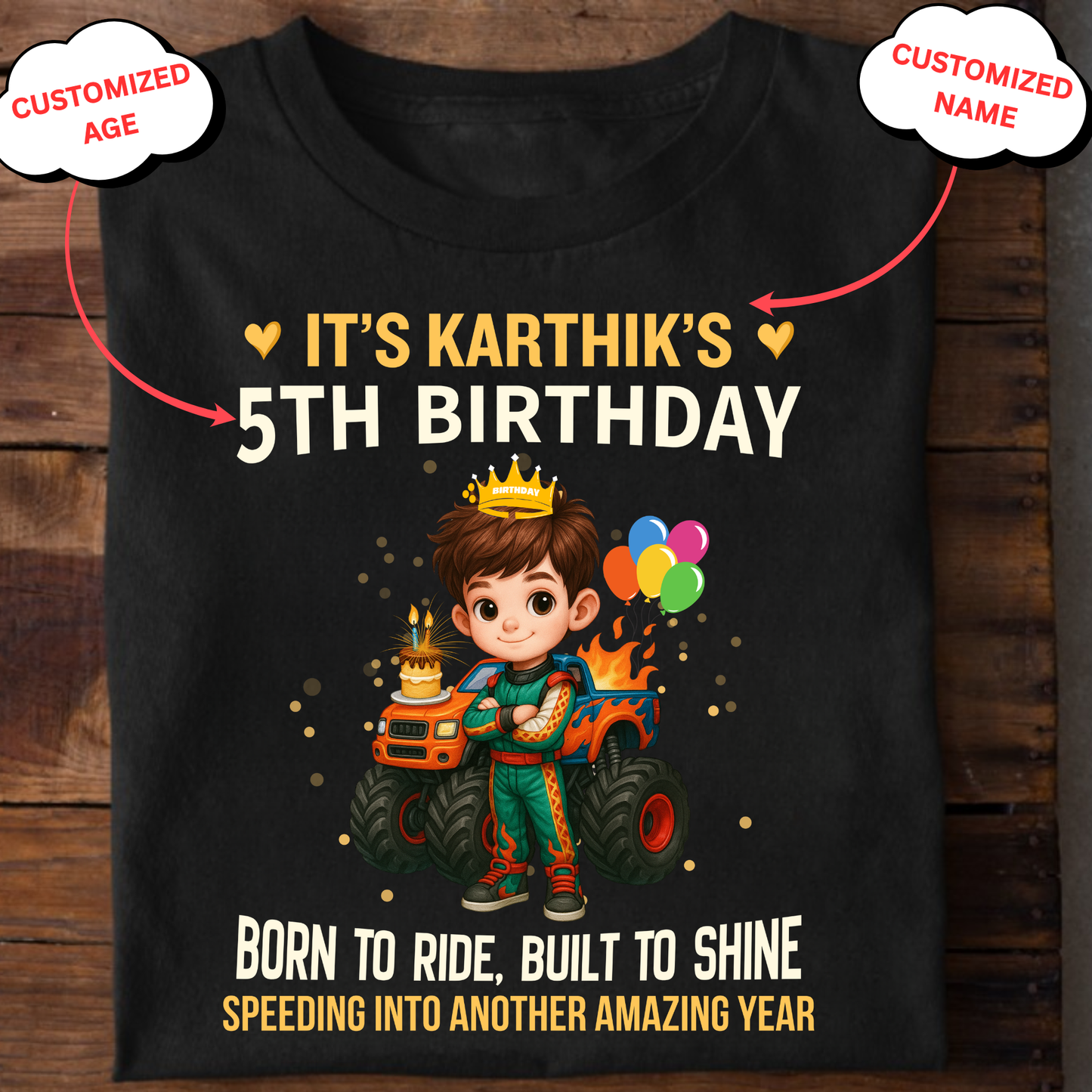 CUSTOMIZED-BORN TO RIDE, BUILT TO SHINE BIRTHDAY CLASSIC T-SHIRT