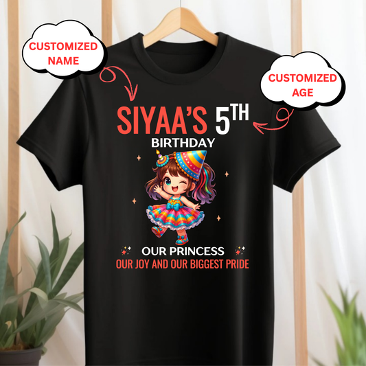 CUSTOMIZATION KIDS (GIRL) T-SHIRT- OUR BIRTHDAY PRINCESS