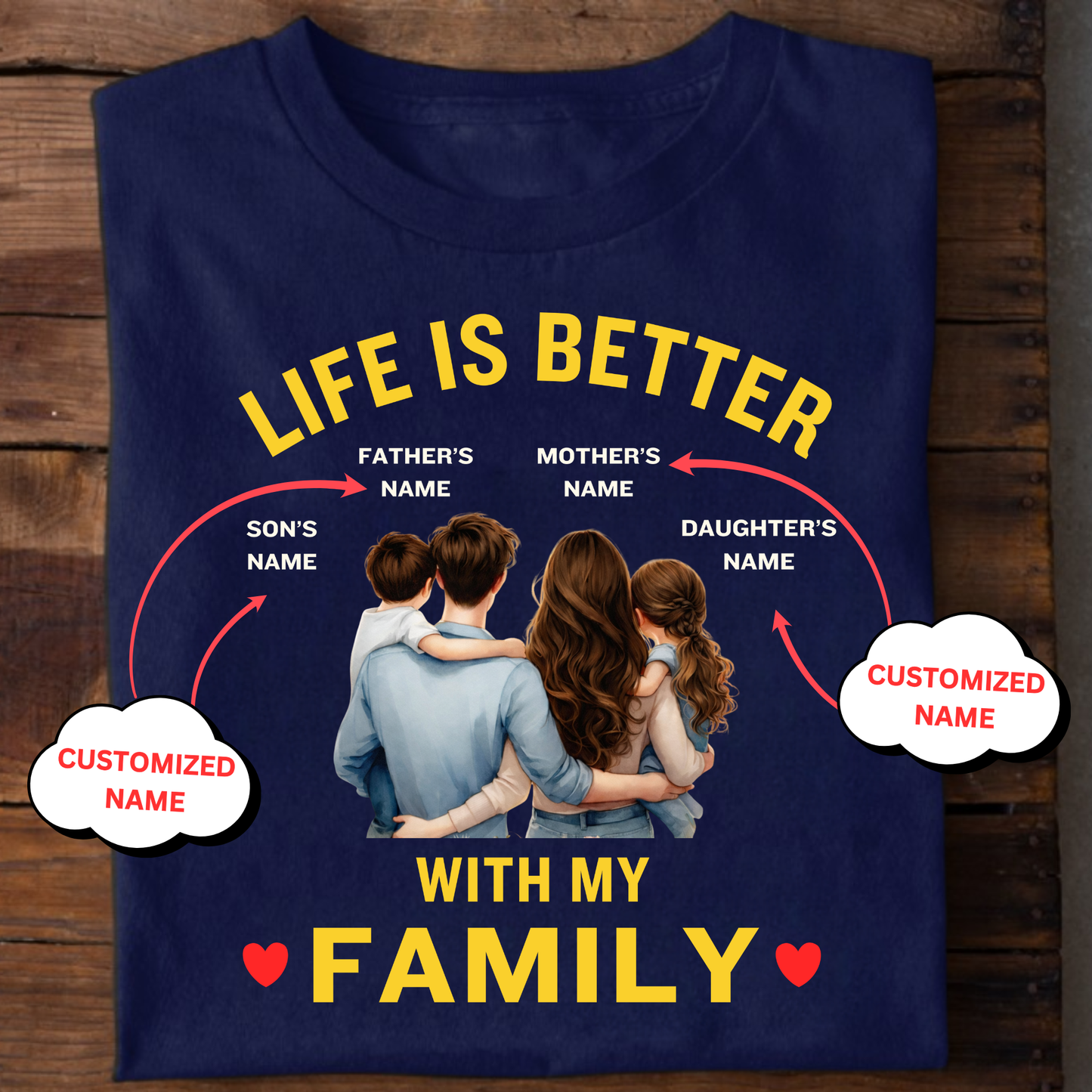 CUSTOMIZED-LIFE IS BETTER WITH MY FAMILY (KIDS) CLASSIC T-SHIRT