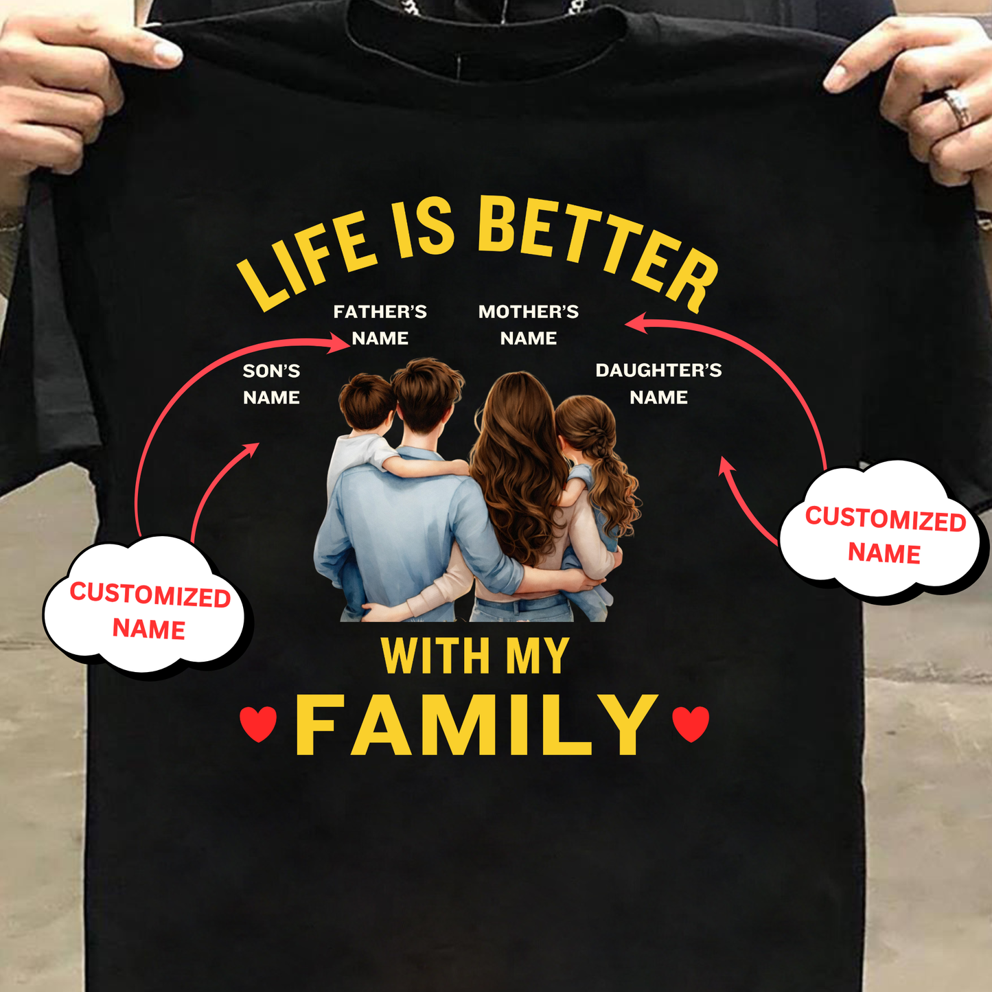 CUSTOMIZED-LIFE IS BETTER WITH MY FAMILY (KIDS) CLASSIC T-SHIRT