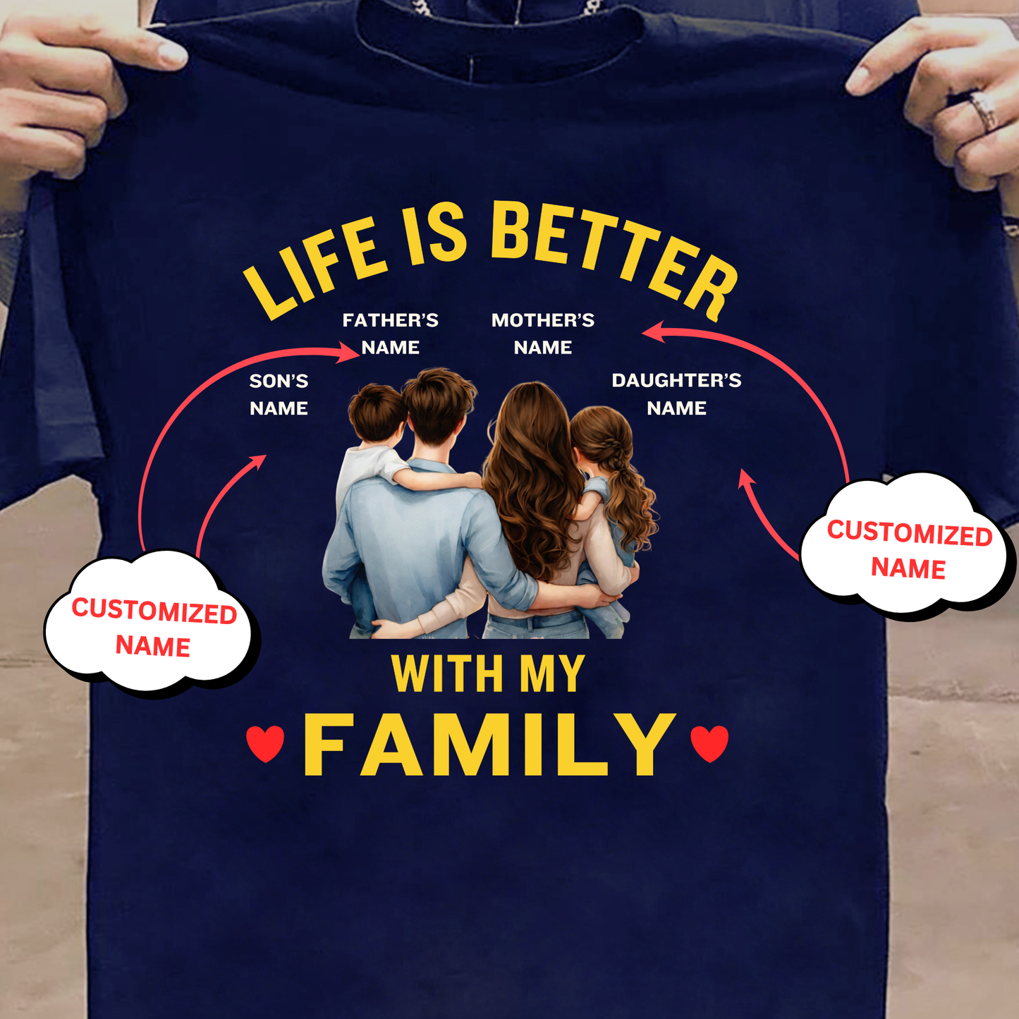 CUSTOMIZED-LIFE IS BETTER WITH MY FAMILY (KIDS) CLASSIC T-SHIRT