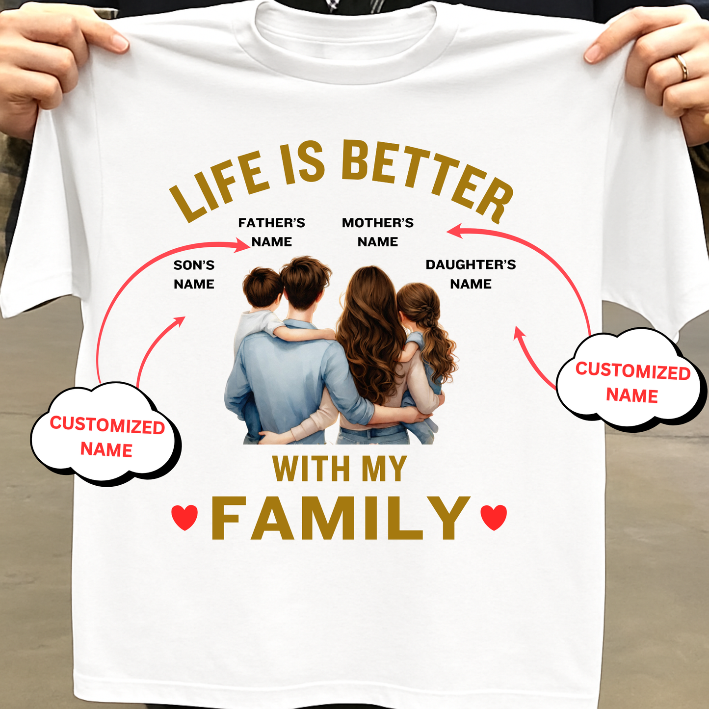 CUSTOMIZED-LIFE IS BETTER WITH MY FAMILY (KIDS) CLASSIC T-SHIRT