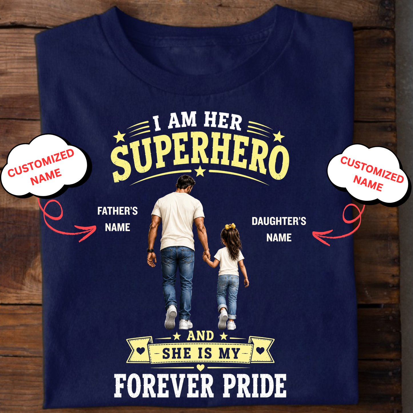I AM HER SUPERHERO (DAD & DAUGHTER) CLASSIC T-SHIRT