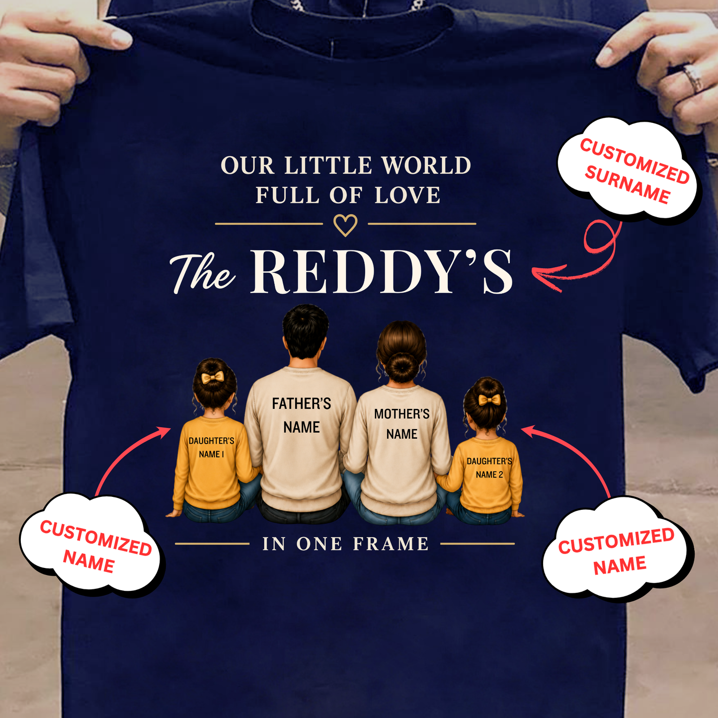 CUSTOMIZED SURNAME-OUR LITTLE WORLD FULL OF LOVE CLASSIC T-SHIRT