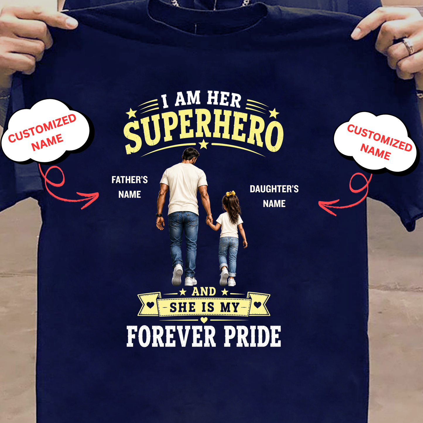 I AM HER SUPERHERO (DAD & DAUGHTER) CLASSIC T-SHIRT