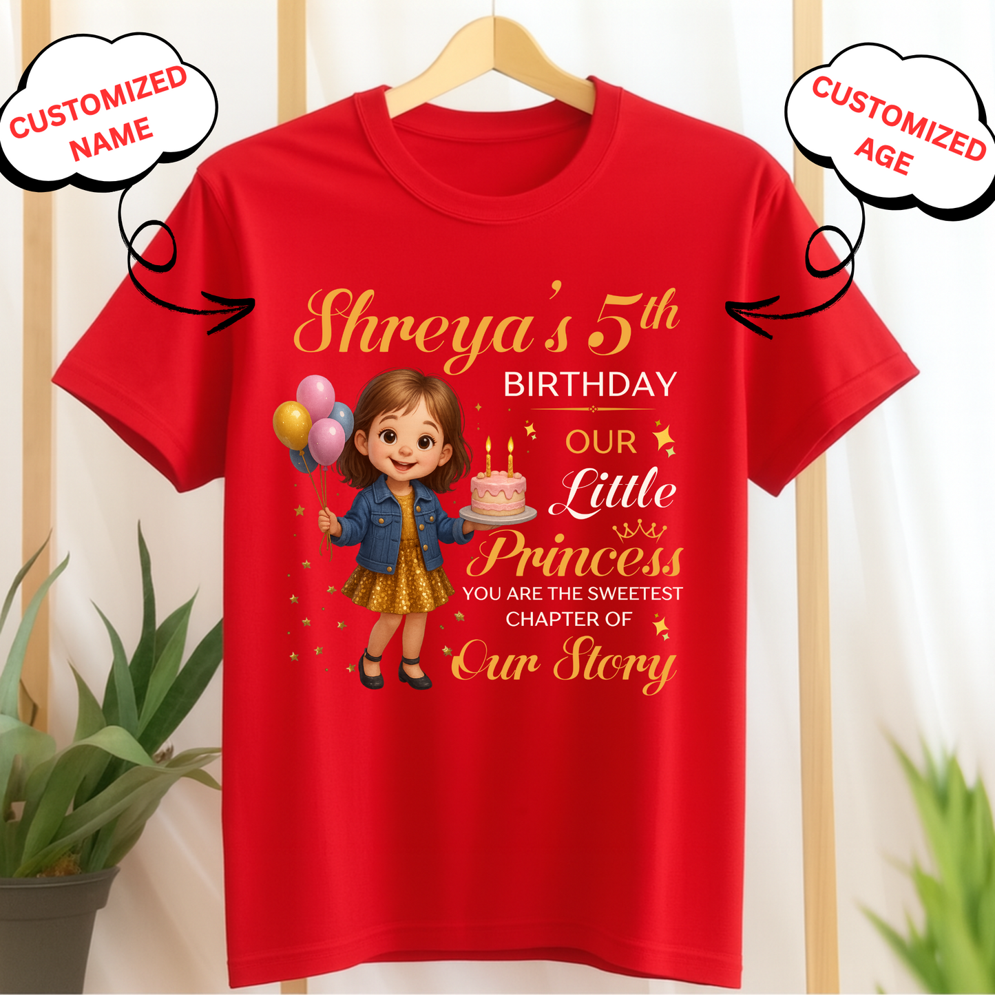 CUSTOMIZATION KIDS (GIRL) T-SHIRT- OUR PRINCESS, YOU ARE THE SWEETEST CHAPTER OF OUR STORY