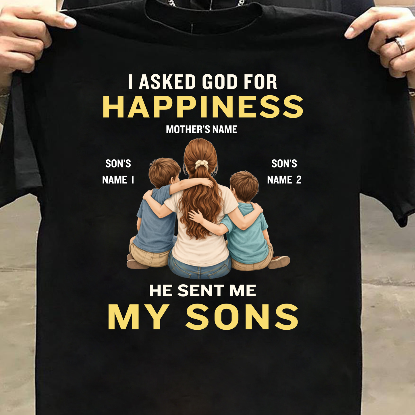 CUSTOMIZED-MY HAPPINESS, MY SONS (MOTHER & SONS) CLASSIC T-SHIRT