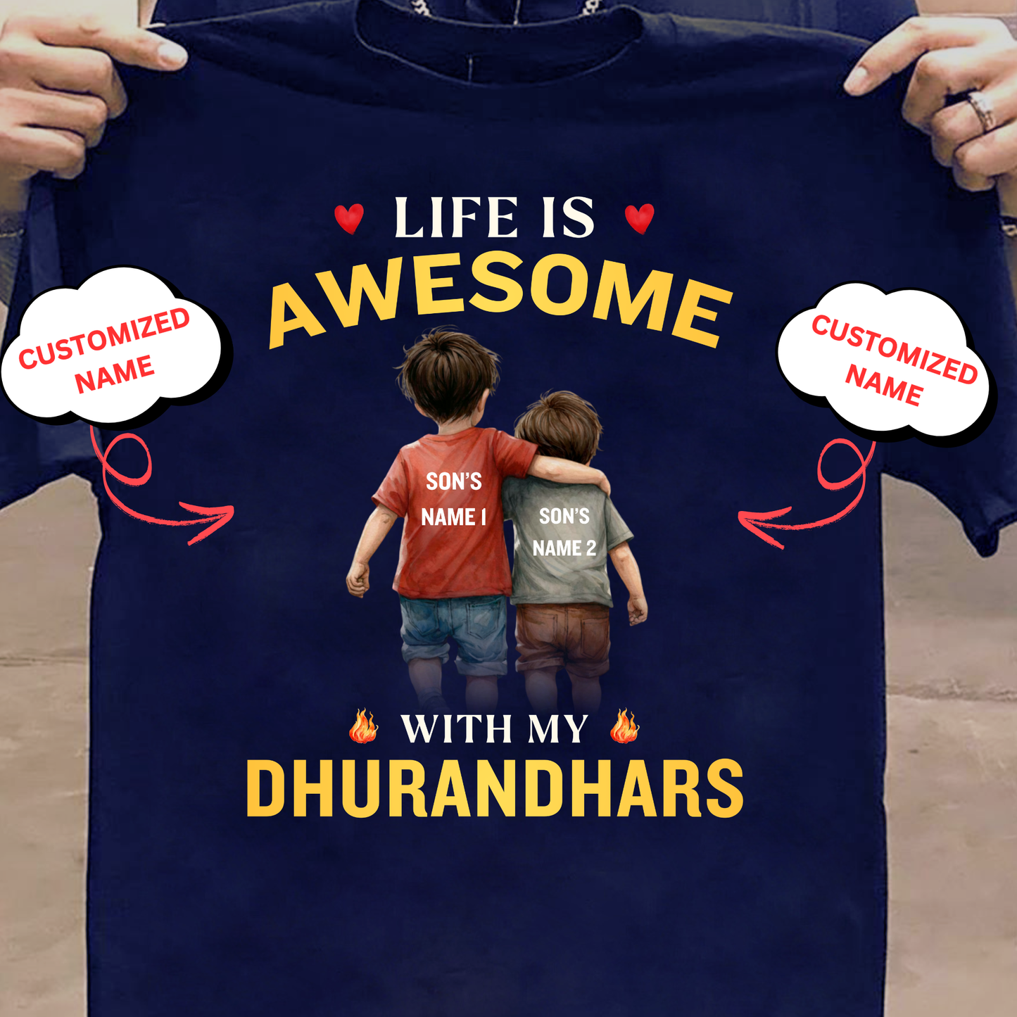 CUSTOMIZED-LIFE IS AWESOME WITH MY DHURANDHARS (TWO SONS) CLASSIC T-SHIRT
