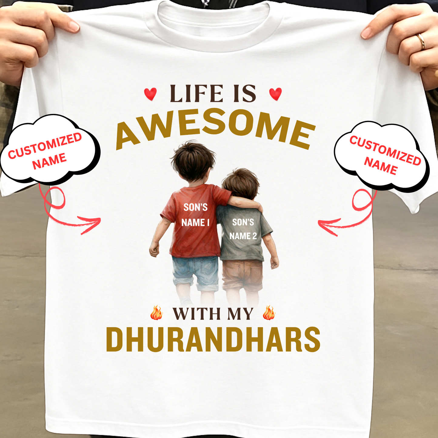 CUSTOMIZED-LIFE IS AWESOME WITH MY DHURANDHARS (TWO SONS) CLASSIC T-SHIRT