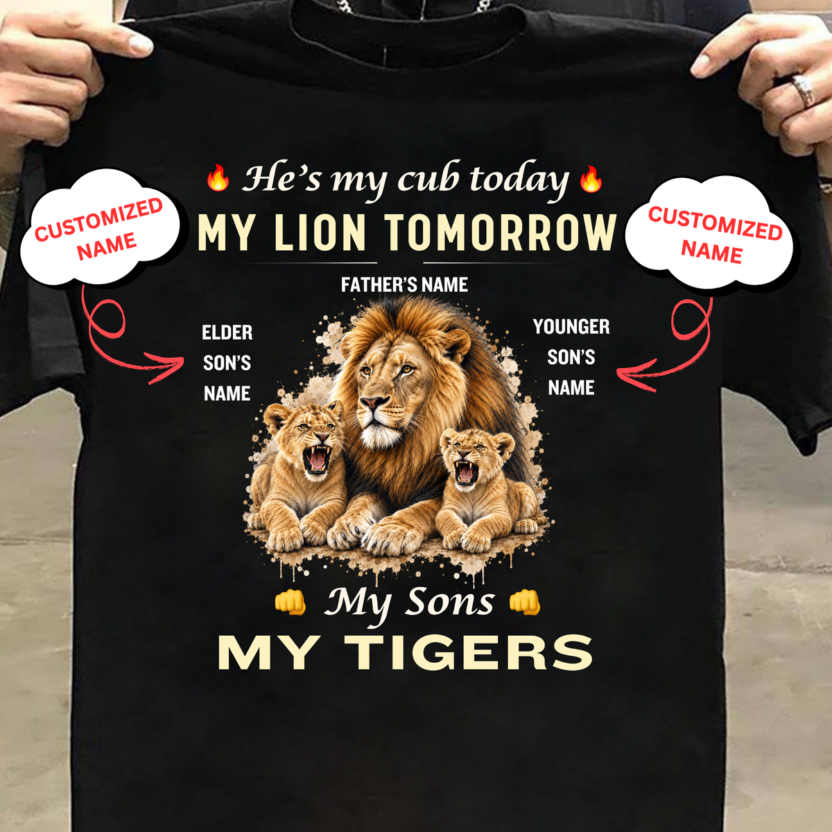CUSTOMIZED-MY SONS, MY TIGERS (FATHER AND 2 SONS) CLASSIC T-SHIRT