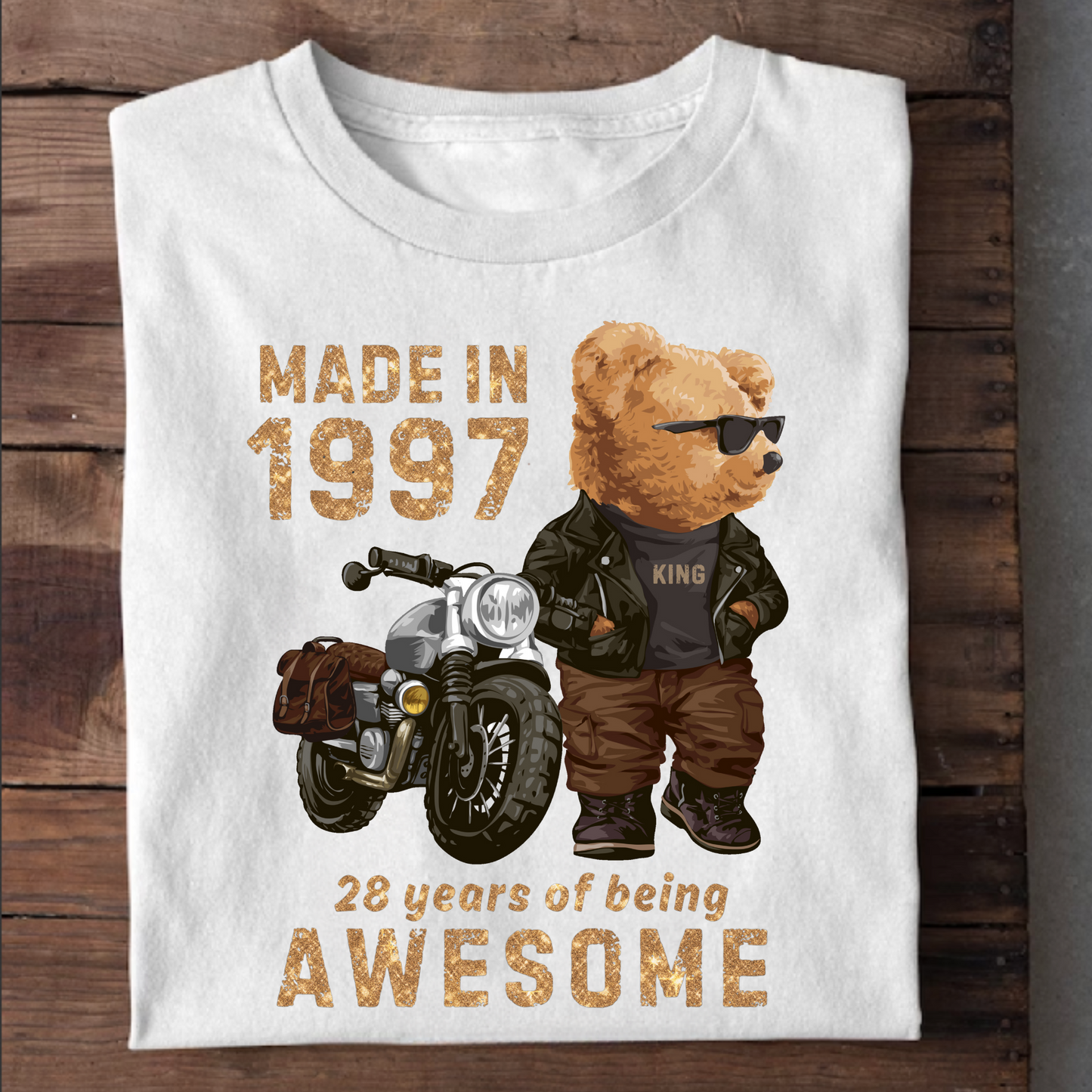 MADE IN 1997 28 YEARS OF BEING AWESOME (PANDA) PREMIUM QUALITY T-SHIRT