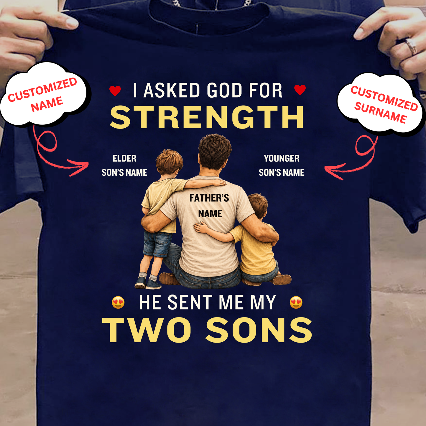 CUSTOMIZED-MY STRENGTH, MY TWO SONS CLASSIC T-SHIRT