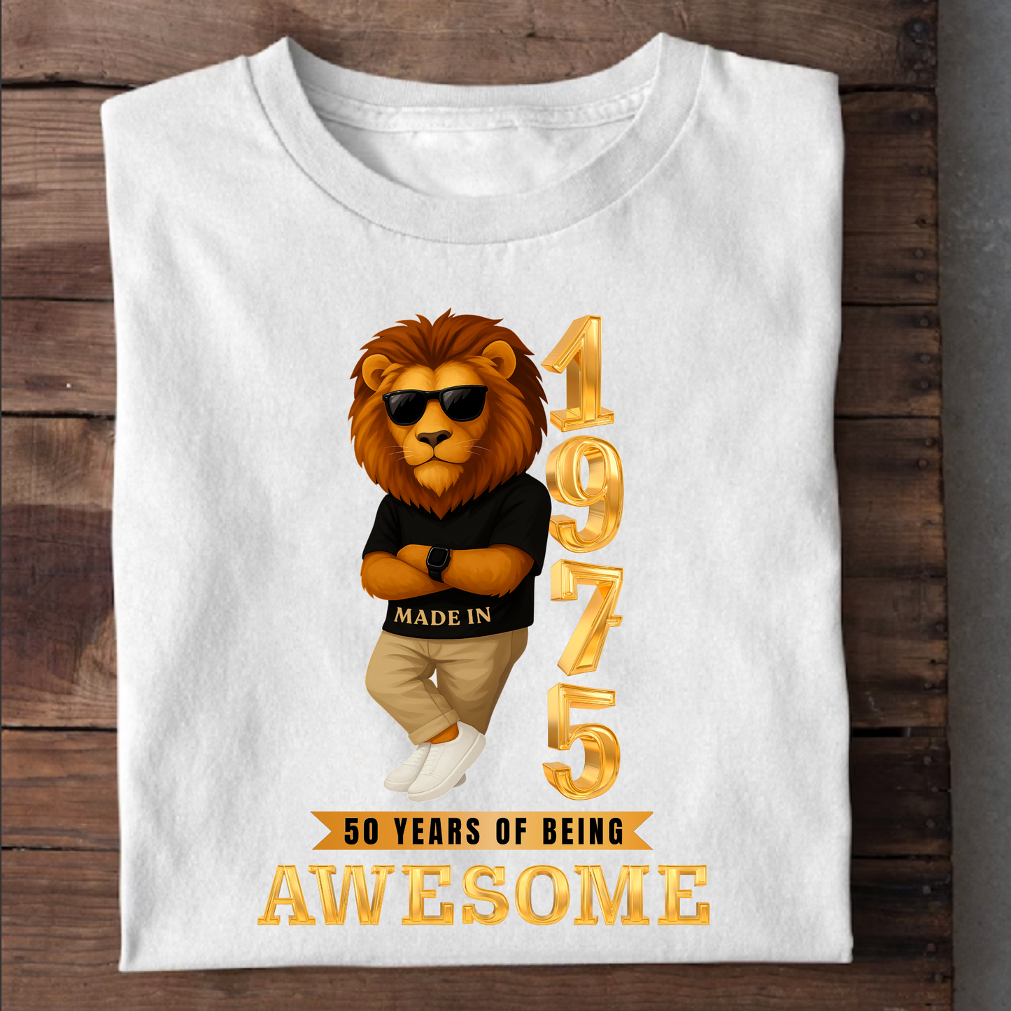 1975 50 YEARS OF BEING AWESOME CLASSIC T-SHIRT (LION FACE)