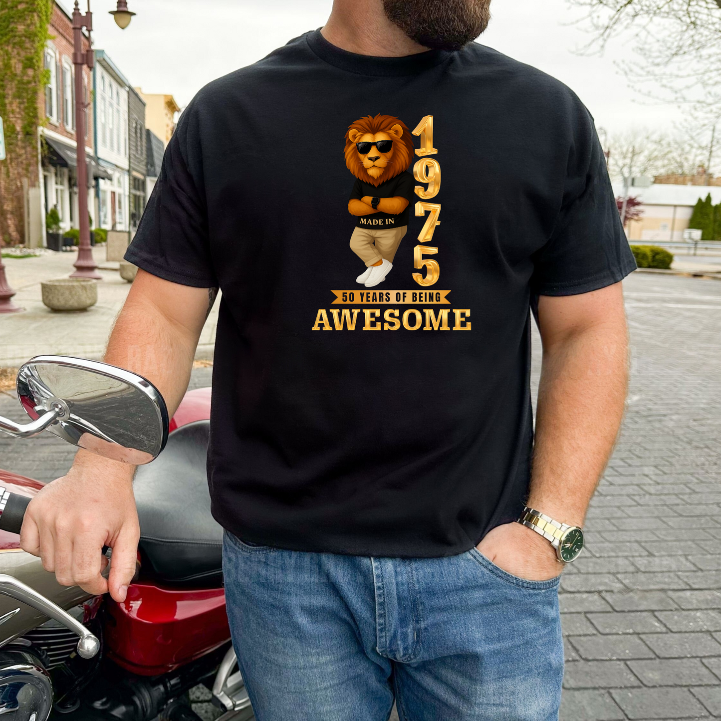 1975 50 YEARS OF BEING AWESOME CLASSIC T-SHIRT (LION FACE)