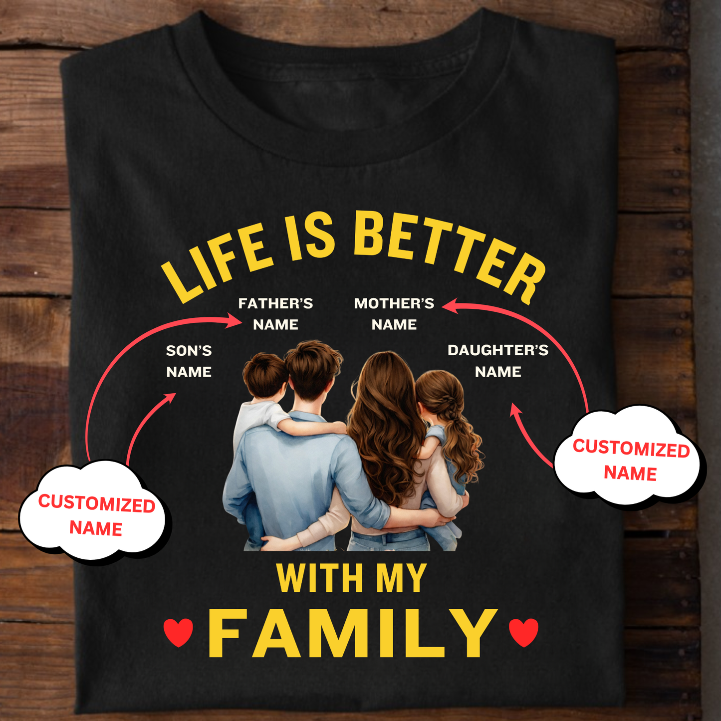 CUSTOMIZED-LIFE IS BETTER WITH MY FAMILY (KIDS) CLASSIC T-SHIRT