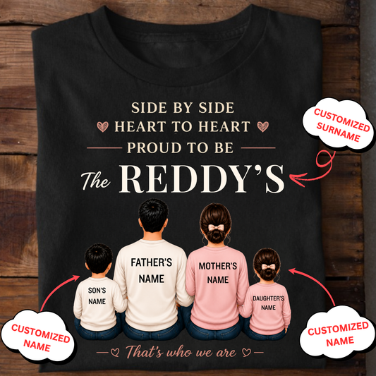 CUSTOMIZED SURNAME-SIDE BY SIDE, HEART TO HEART CLASSIC T-SHIRT