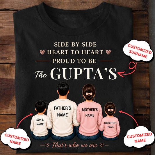 CUSTOMIZED SURNAME-SIDE BY SIDE, HEART TO HEART CLASSIC T-SHIRT