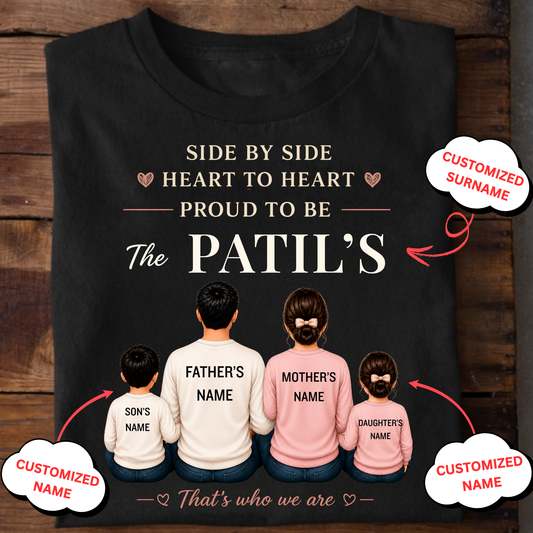 CUSTOMIZED SURNAME-SIDE BY SIDE, HEART TO HEART CLASSIC T-SHIRT