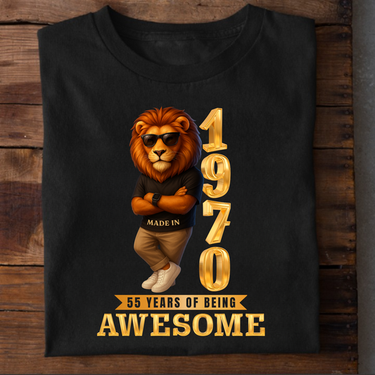1970 55 YEARS OF BEING AWESOME CLASSIC T-SHIRT (LION FACE)
