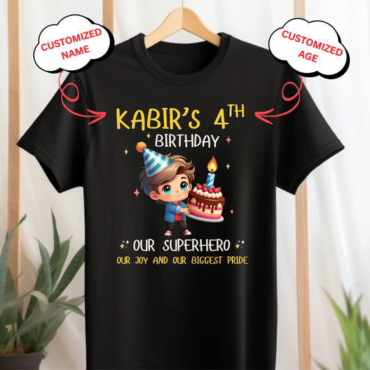CUSTOMIZED-OUR SUPERHERO, OUR JOY, OUR BIGGEST PRIDE BIRTHDAY T-SHIRT