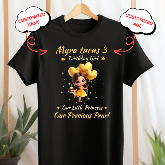 CUSTOMIZED-OUR LITTLE PRINCESS, OUR PRECIOUS PEARL BIRTHDAY CLASSIC T-SHIRT