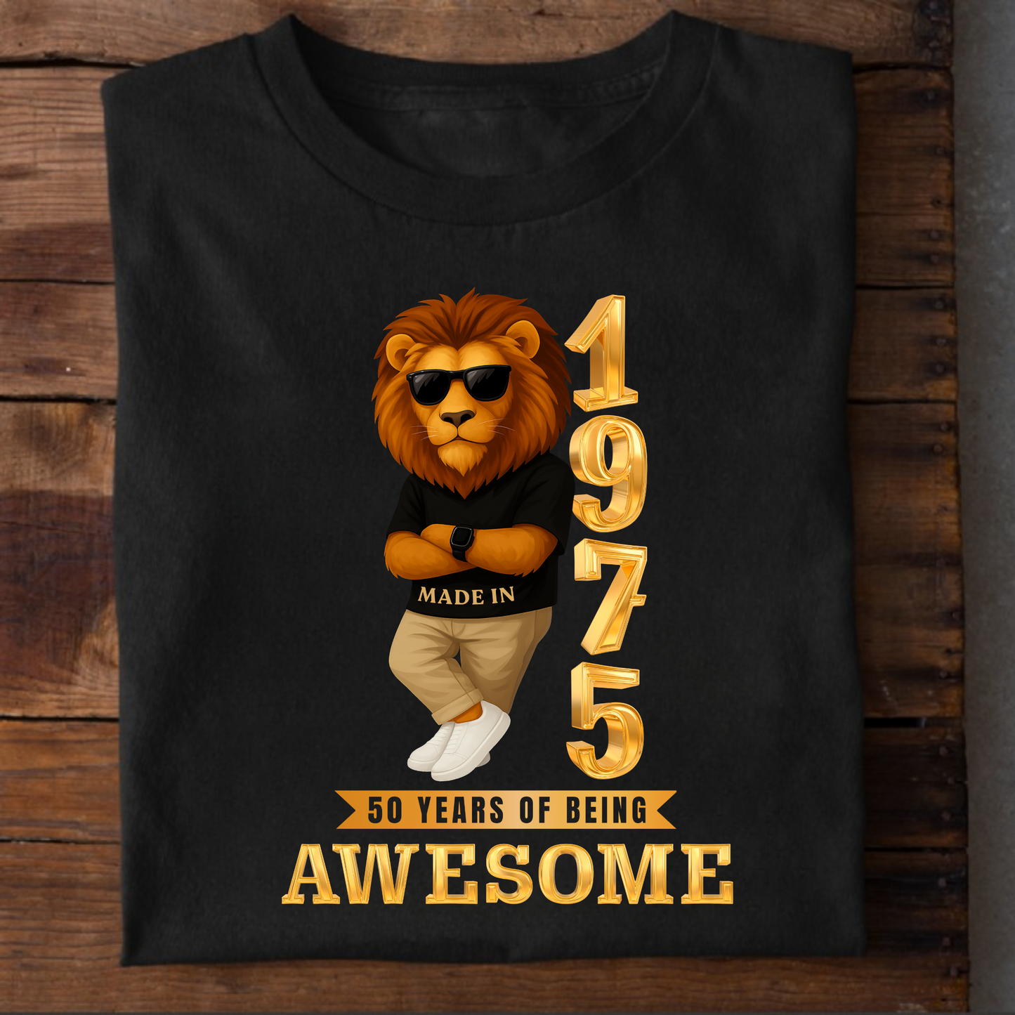 1975 50 YEARS OF BEING AWESOME CLASSIC T-SHIRT (LION FACE)